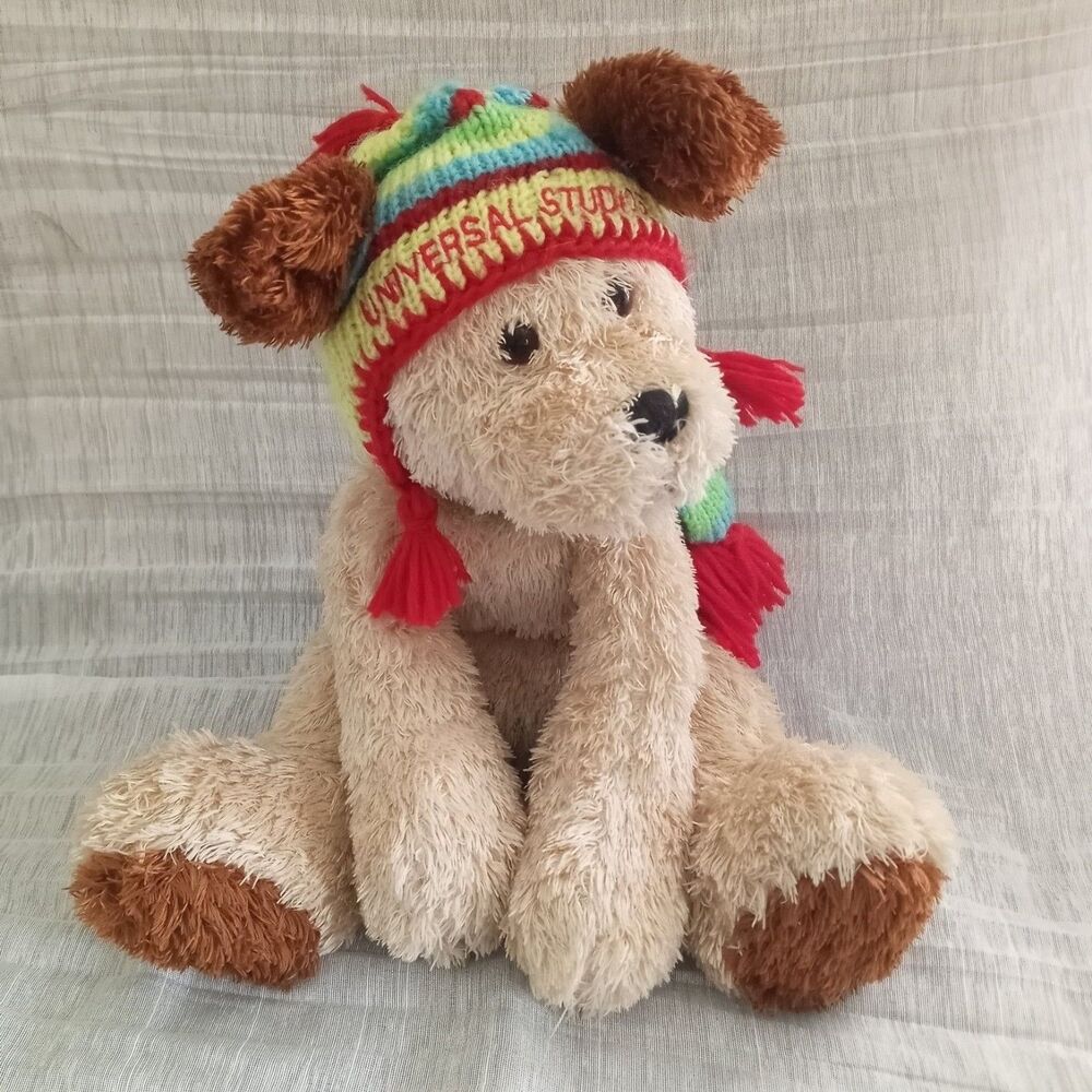 Gund Floppy Dog 14" Knit Hat Scarf Stuffed Animal Universal Studios Exclusive